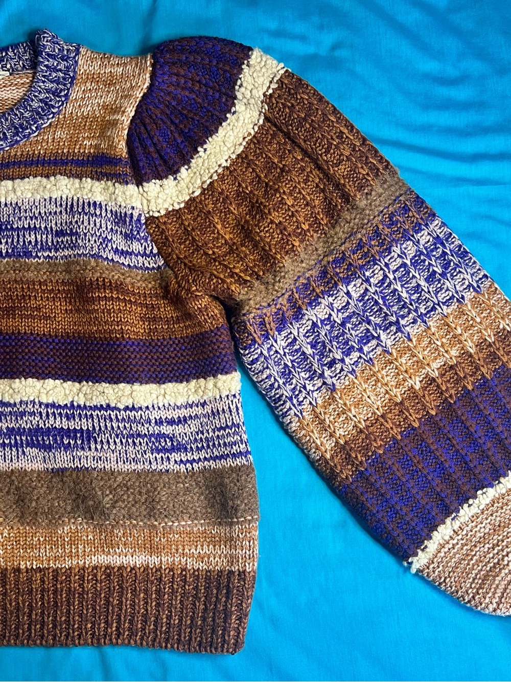 Ulla Johnson Samara Wool Alpaca Patchwork Stripe Balloon Sweater S Ghosts TV - Picture 11 of 16